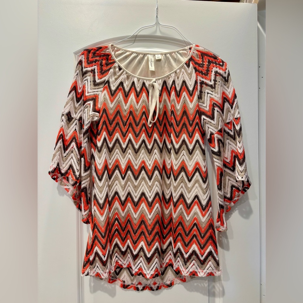 Tacera Multicolor Chevron Blouse | Size Small